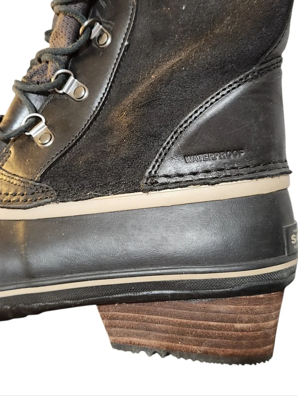 Sorel Winter Boots Womens Size 10 Black Conquest Carly II Mid Calf Lace Up